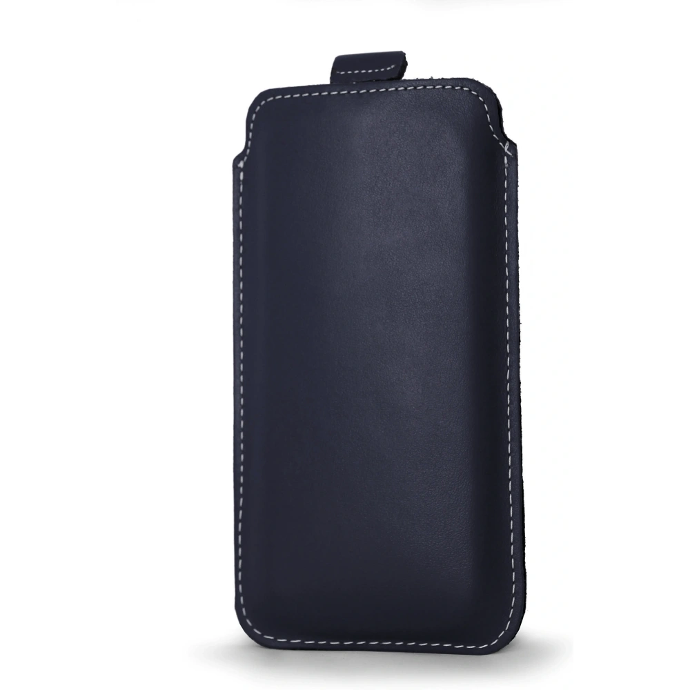 Skórzane etui wsuwane LURESKO LILLA XXXL wsuwka na telefon 6.5' - 6.9' (niebieski gładki biała nić)