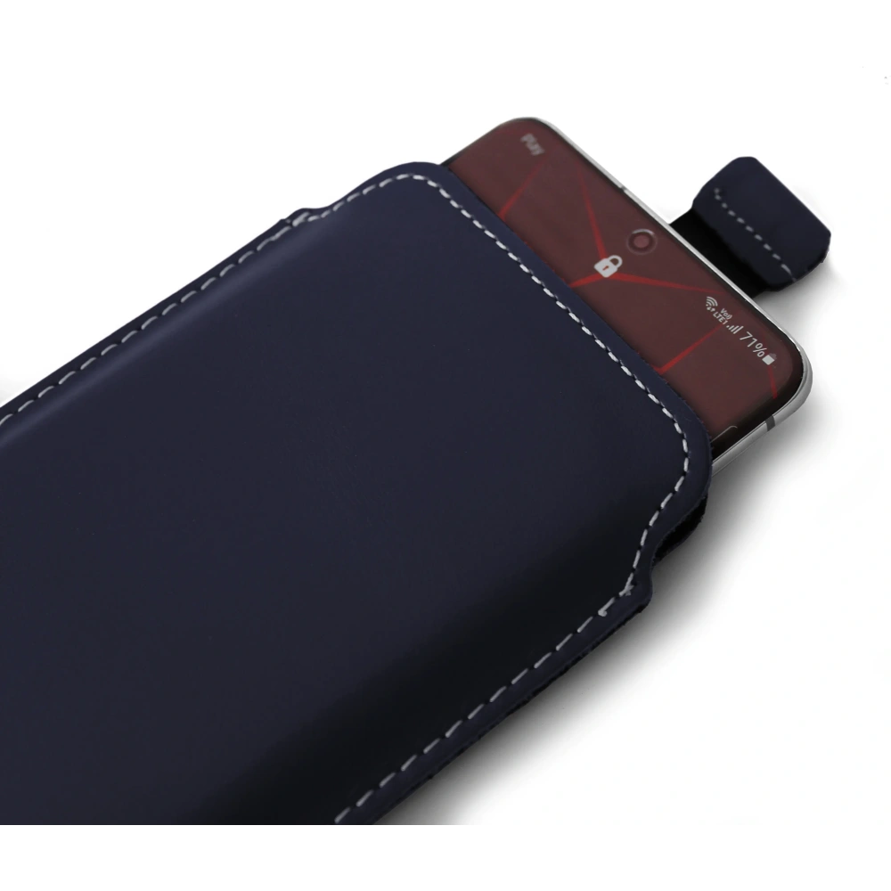 Skórzane etui wsuwane LURESKO LILLA XXXL wsuwka na telefon 6.5' - 6.9' (niebieski gładki biała nić)