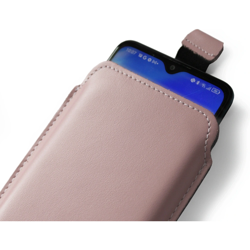 Skórzane etui wsuwane LURESKO LILLA XXXL wsuwka na telefon 6.5' - 6.9' (różowy gładki biała nić)