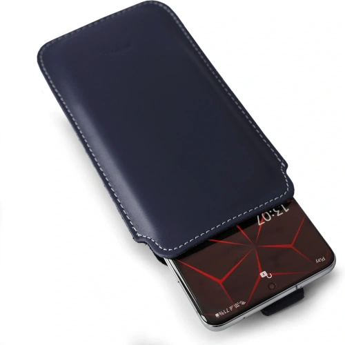 Kup LURESKO LILLA XXXL Lederhülle für Telefon 6,5' - 6,9' (blau glatt mit weißen Nähten) - LUR38 - {ean13} - Sklep Home Screen