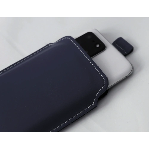 Buy LURESKO LILLA XXXL leather slipcase slipcase for phone 6.5' - 6.9' (blue smooth with white thread) - LUR38 - {ean13} - Home Screen Store Europe