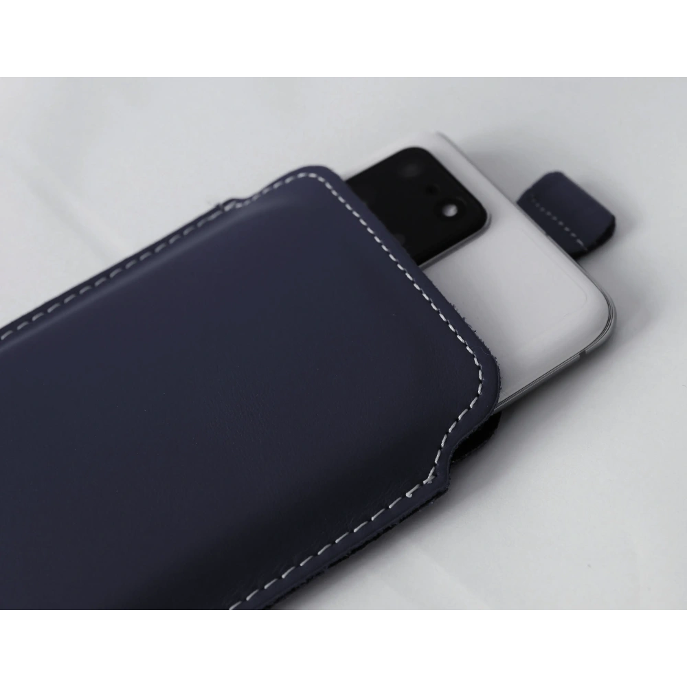 Skórzane etui wsuwane LURESKO LILLA XXXL wsuwka na telefon 6.5' - 6.9' (niebieski gładki biała nić)