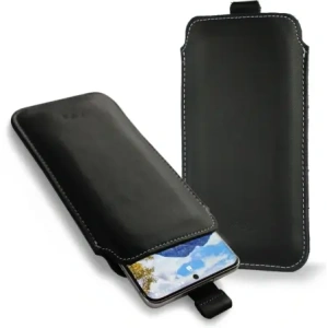 Buy LURESKO LILLA 4XL leather slipcase slip for a phone up to 7 inches, leather case (black smooth with white thread) - LUR40 - {ean13} - Home Screen Store Europe