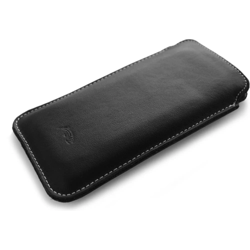 Buy LURESKO LILLA 4XL leather slipcase slip for a phone up to 7 inches, leather case (black smooth with white thread) - LUR40 - {ean13} - Home Screen Store Europe