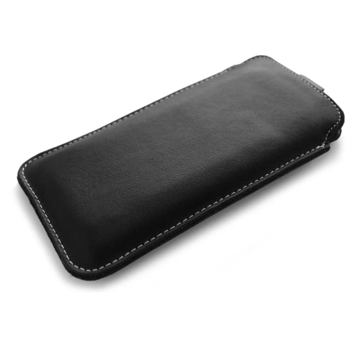 Buy LURESKO LILLA 4XL leather slipcase slip for a phone up to 7 inches, leather case (black smooth with white thread) - LUR40 - {ean13} - Home Screen Store Europe