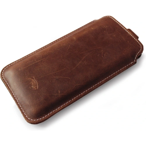 Buy LURESKO LILLA 4XL leather slip case slip-in for a phone up to 7 inches, leather cover (vintage brown with white thread) - LUR41 - {ean13} - Home Screen Store Europe