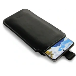 Buy LURESKO LILLA 4XL leather slipcase slip for a phone up to 7 inches, leather case (black smooth with white thread) - LUR40 - {ean13} - Home Screen Store Europe