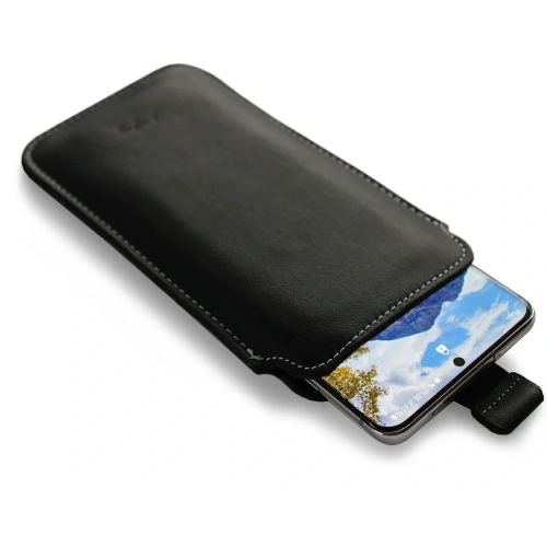 Buy LURESKO LILLA 4XL leather slipcase slip for a phone up to 7 inches, leather case (black smooth with white thread) - LUR40 - {ean13} - Home Screen Store Europe