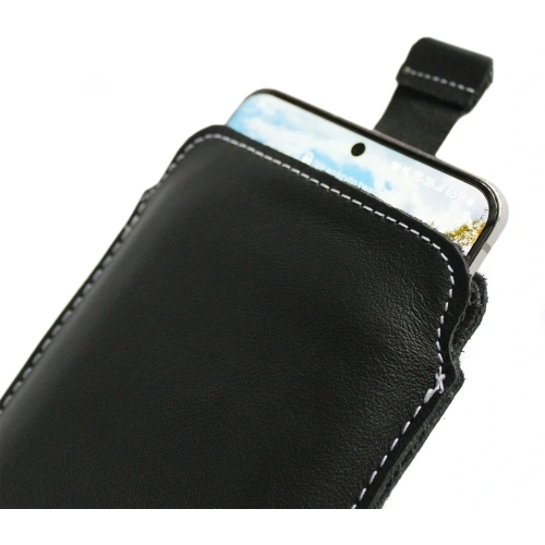 Buy LURESKO LILLA 4XL leather slipcase slip for a phone up to 7 inches, leather case (black smooth with white thread) - LUR40 - {ean13} - Home Screen Store Europe
