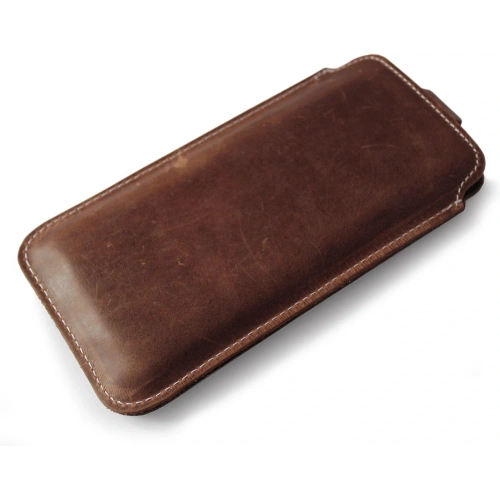 Buy LURESKO LILLA 4XL leather slip case slip-in for a phone up to 7 inches, leather cover (vintage brown with white thread) - LUR41 - {ean13} - Home Screen Store Europe