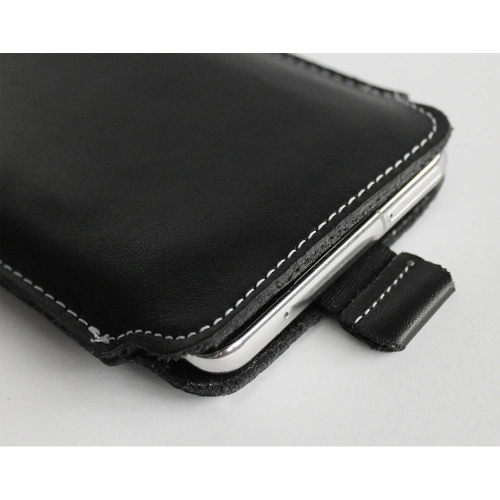 Kup LURESKO LILLA 4XL Lederhülle für ein Handy bis zu 7 Zoll, Lederetui (schwarz glatt mit weißen Nähten) - LUR40 - {ean13} - Sklep Home Screen