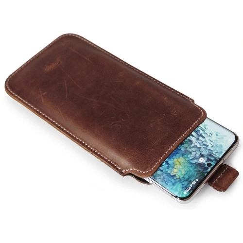 Buy LURESKO LILLA 4XL leather slip case slip-in for a phone up to 7 inches, leather cover (vintage brown with white thread) - LUR41 - {ean13} - Home Screen Store Europe