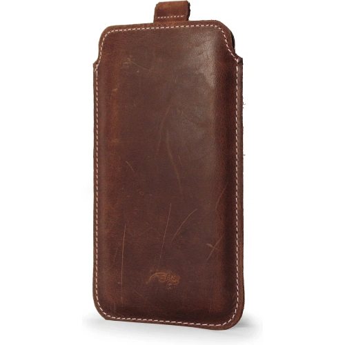 Buy LURESKO LILLA 4XL leather slip case slip-in for a phone up to 7 inches, leather cover (vintage brown with white thread) - LUR41 - {ean13} - Home Screen Store Europe