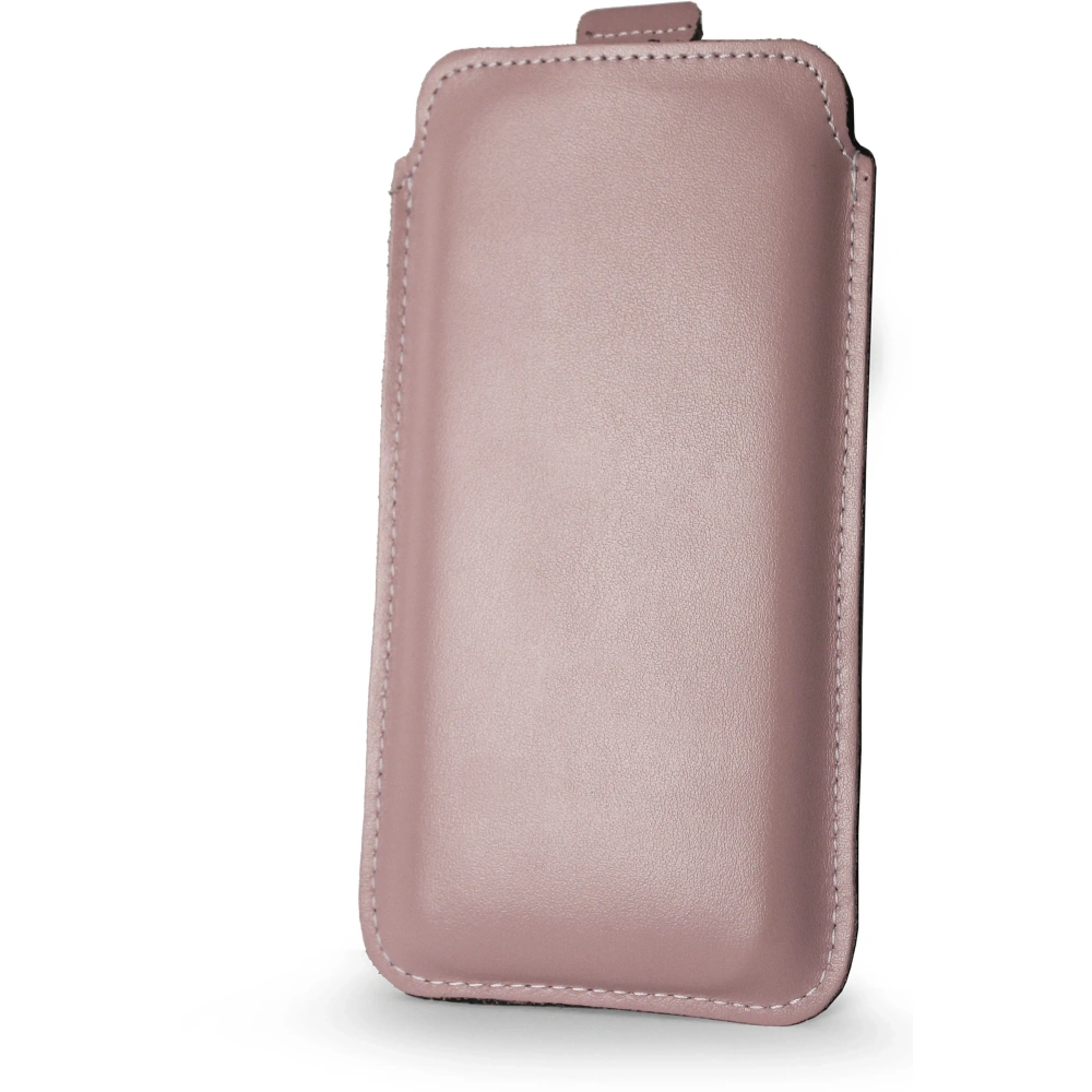 Skórzane etui wsuwane LURESKO LILLA 4XL wsuwka na telefon do 7' cali pokrowiec skórzany / na telefon w etui case ochronnym (różowy gładki biała nić)