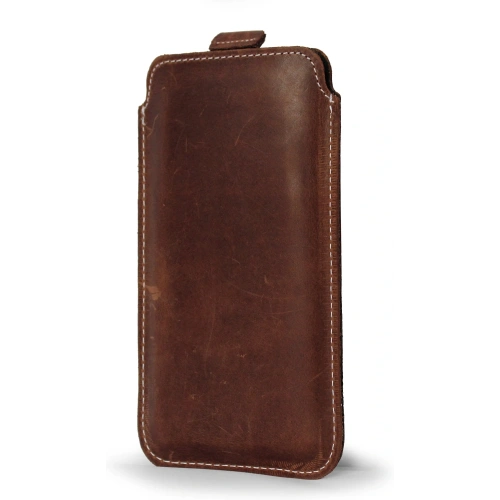 Buy LURESKO LILLA 4XL leather slip case slip-in for a phone up to 7 inches, leather cover (vintage brown with white thread) - LUR41 - {ean13} - Home Screen Store Europe