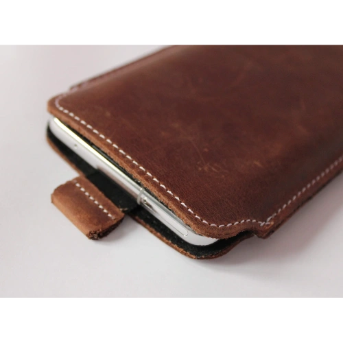Buy LURESKO LILLA 4XL leather slip case slip-in for a phone up to 7 inches, leather cover (vintage brown with white thread) - LUR41 - {ean13} - Home Screen Store Europe