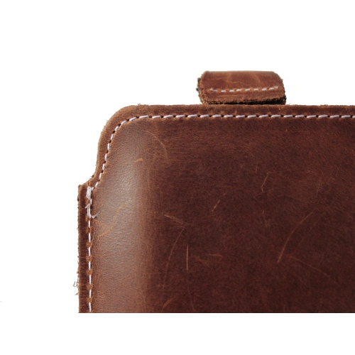 Buy LURESKO LILLA 4XL leather slip case slip-in for a phone up to 7 inches, leather cover (vintage brown with white thread) - LUR41 - {ean13} - Home Screen Store Europe