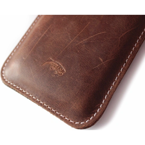 Buy LURESKO LILLA 4XL leather slip case slip-in for a phone up to 7 inches, leather cover (vintage brown with white thread) - LUR41 - {ean13} - Home Screen Store Europe