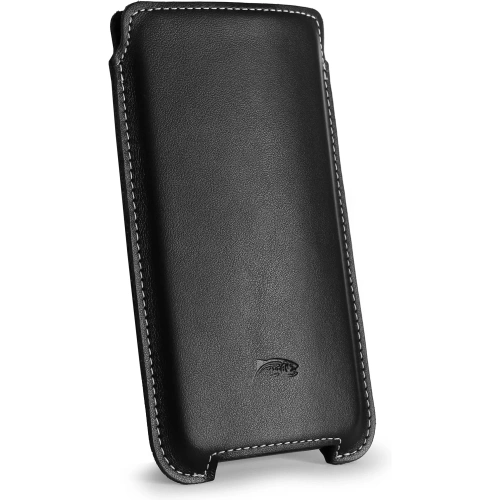 Buy LURESKO NORTHERN XXXL leather case slip-on for phone (black smooth with white thread) - LUR43 - {ean13} - Home Screen Store Europe