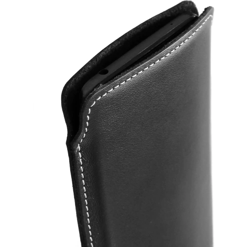 Buy LURESKO NORTHERN XXXL leather case slip-on for phone (black smooth with white thread) - LUR43 - {ean13} - Home Screen Store Europe