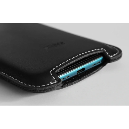 Kup Husa din piele LURESKO NORTHERN XXXL slip-on pentru telefon (neagră mată cu fir alb) - LUR43 - {ean13} - Sklep Home Screen