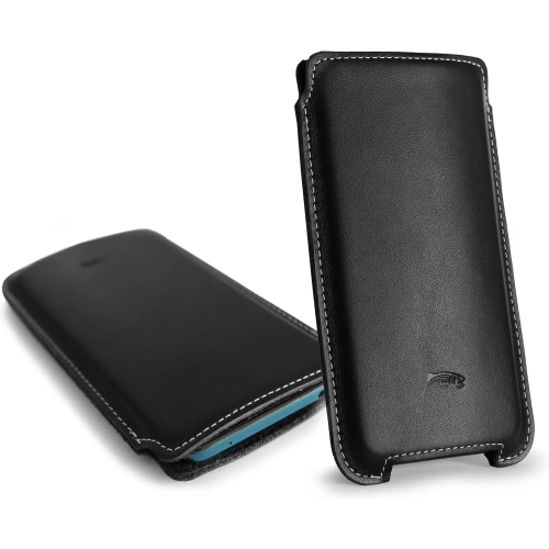 Buy LURESKO NORTHERN XXXL leather case slip-on for phone (black smooth with white thread) - LUR43 - {ean13} - Home Screen Store Europe