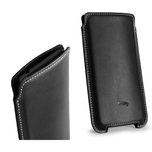 Buy LURESKO NORTHERN XXXL leather case slip-on for phone (black smooth with white thread) - LUR43 - {ean13} - Home Screen Store Europe