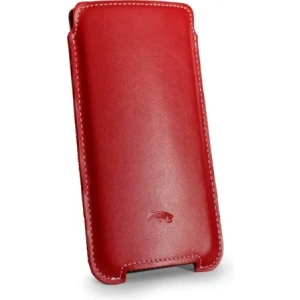 Buy LURESKO NORTHERN XXXL leather slip-on case for phone (red smooth with white thread) - LUR44 - {ean13} - Home Screen Store Europe