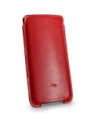 LURESKO NORTHERN XXXL Leder Slip-On-Hülle für das Telefon (rot glatt mit weißem Faden)