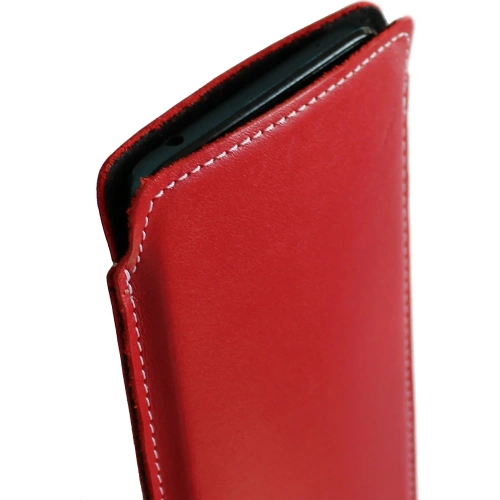 Buy LURESKO NORTHERN XXXL leather slip-on case for phone (red smooth with white thread) - LUR44 - {ean13} - Home Screen Store Europe