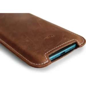 Buy LURESKO NORTHERN XXXL leather slipcase for phone (vintage brown with white thread) - LUR45 - {ean13} - Home Screen Store Europe