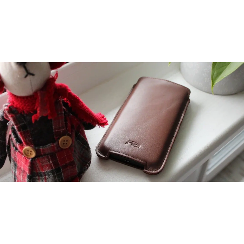 Skórzane etui LURESKO NORTHERN XXXL typu wsuwka na telefon (brąz gładki)