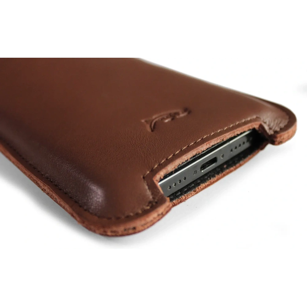 Skórzane etui LURESKO NORTHERN XXXL typu wsuwka na telefon (brąz gładki)