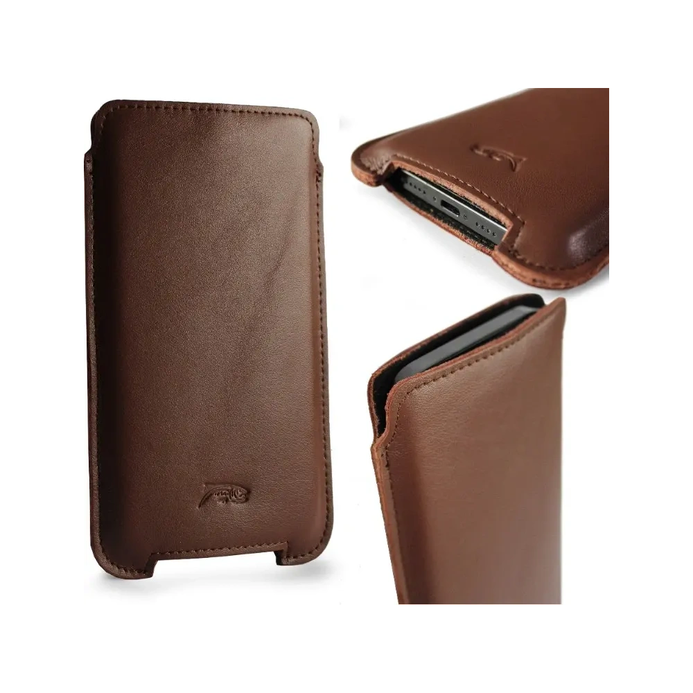 Skórzane etui LURESKO NORTHERN XXXL typu wsuwka na telefon (brąz gładki)