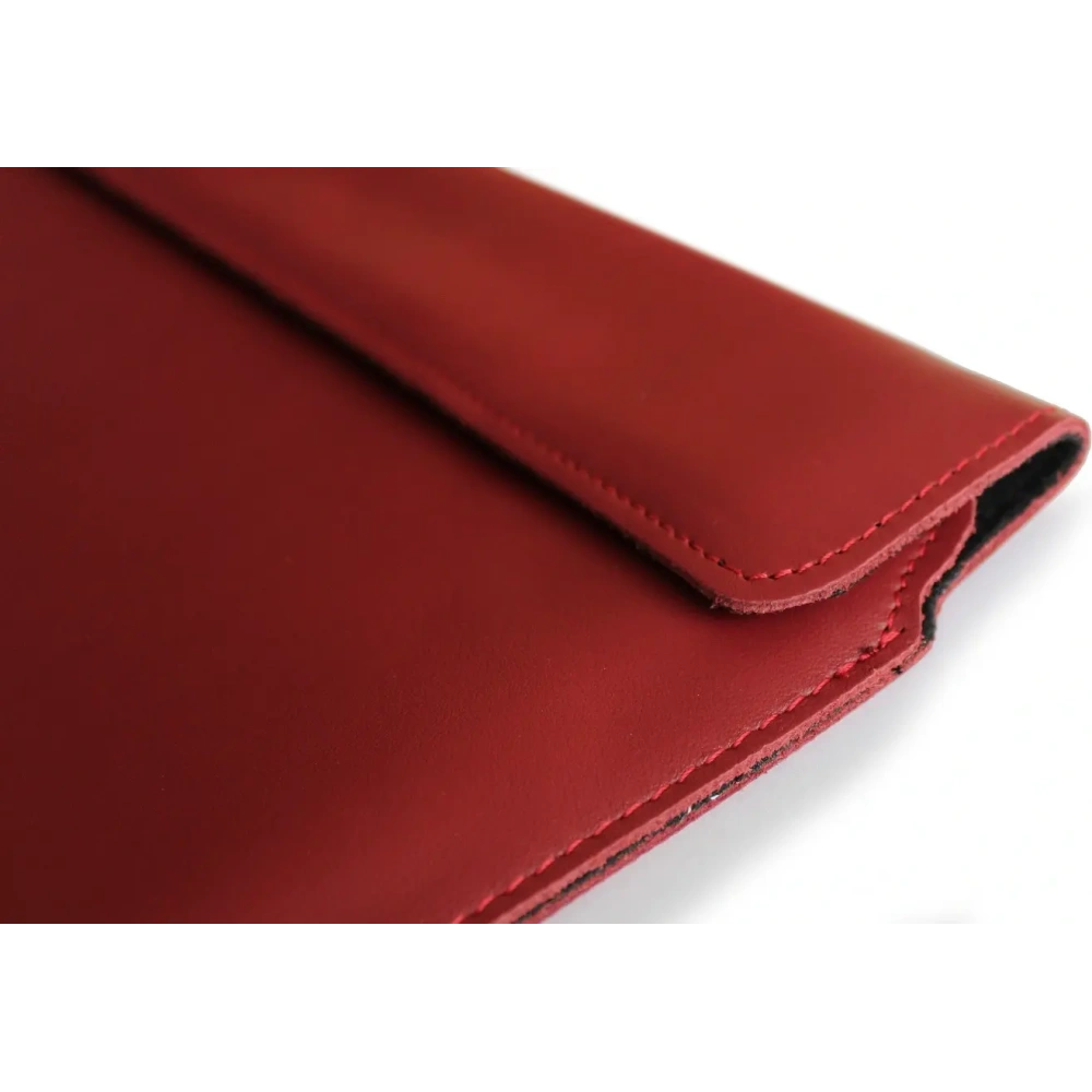 Skórzane etui LURESKO CLAYER XL+ na tablet 290 x 212 x 9mm (czerwony gładki  czerwona nić)