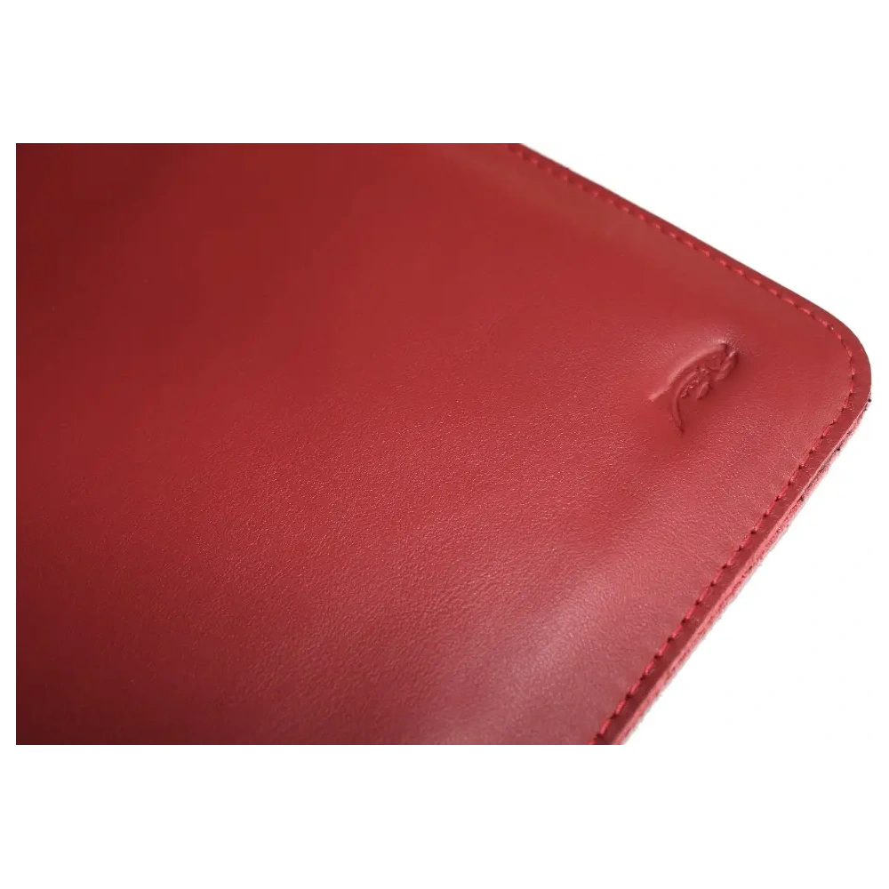 Skórzane etui LURESKO CLAYER XL+ na tablet 290 x 212 x 9mm (czerwony gładki  czerwona nić)