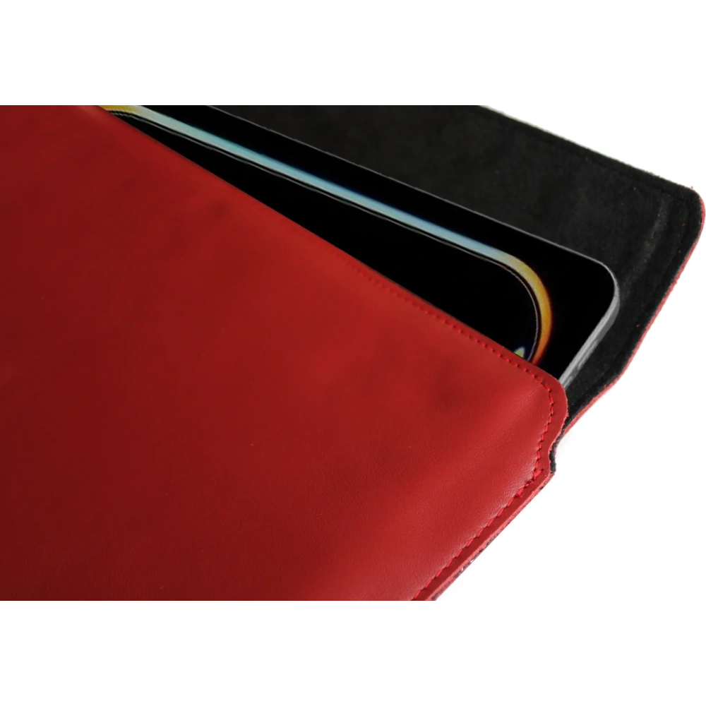Skórzane etui LURESKO CLAYER XL+ na tablet 290 x 212 x 9mm (czerwony gładki  czerwona nić)