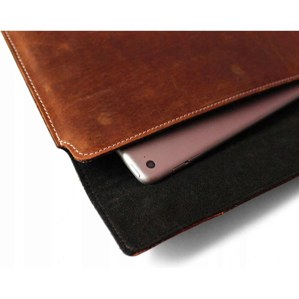 Skórzane etui LURESKO CLAYER XL+ na tablet 290 x 212 x 9mm (brąz vintage  biała nić)