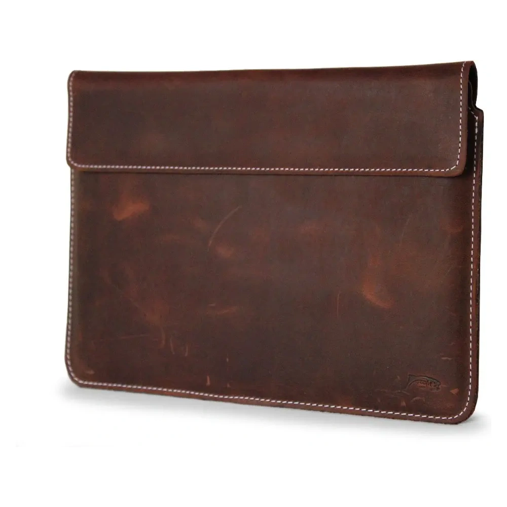 Skórzane etui LURESKO CLAYER XL+ na tablet 290 x 212 x 9mm (brąz vintage  biała nić)