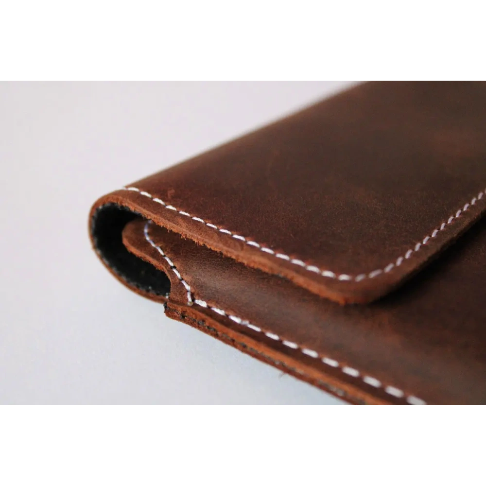 Skórzane etui LURESKO CLAYER XL+ na tablet 290 x 212 x 9mm (brąz vintage  biała nić)