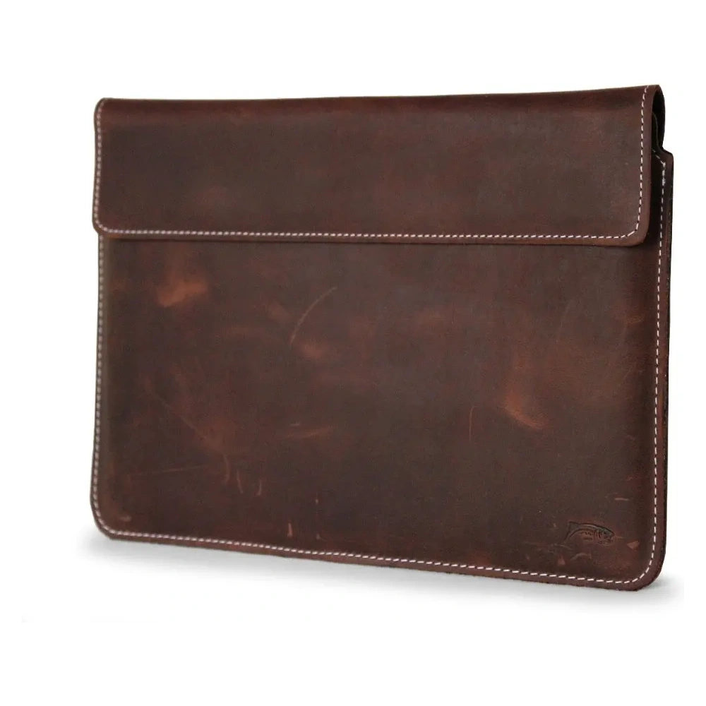 Skórzane etui LURESKO CLAYER XXL na tablet 313 x 222 x 9mm (brązowy vintage  biała nić)