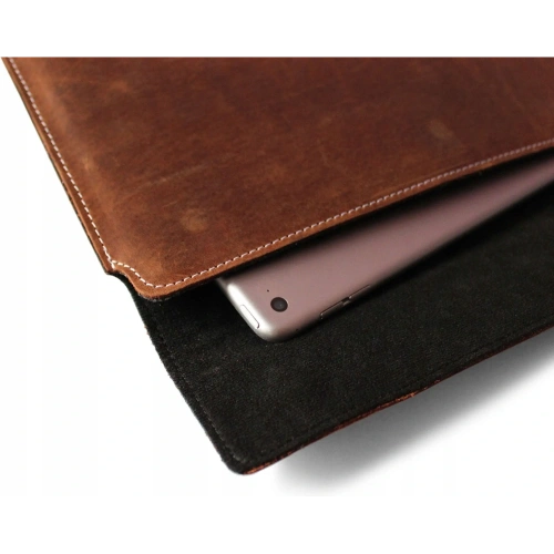 Kup LURESKO CLAYER XXL Lederhülle für Tablet 313 x 222 x 9 mm (vintage braun mit weißen Nähten) - LUR56 - {ean13} - Sklep Home Screen