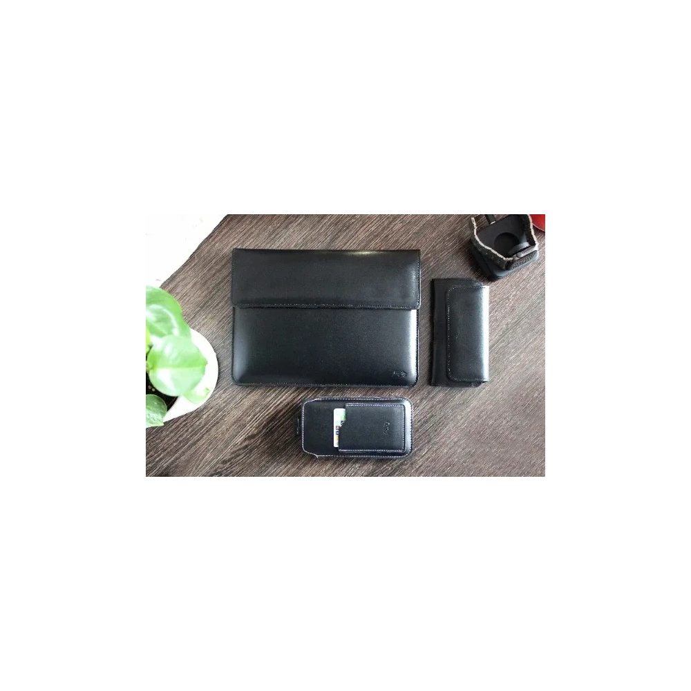 Skórzane etui LURESKO CLAYER XL2 GKL na tablet 249 x 181 x 9mm (czarny gładki  czarna nić)