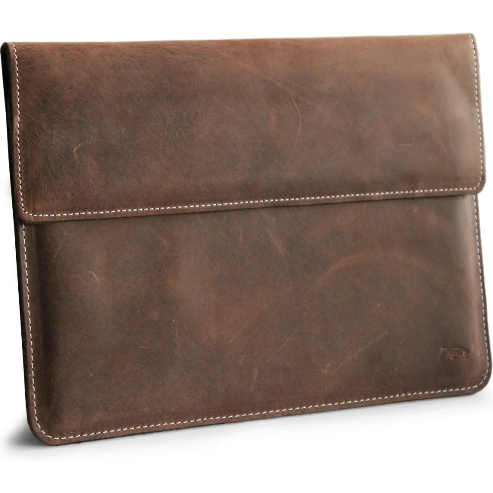 Skórzane etui LURESKO CLAYER XL2 GKL na tablet 249 x 181 x 9mm (brązowy vintage  biała nić)
