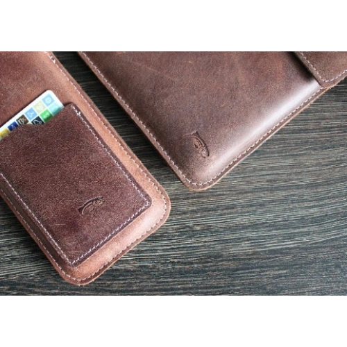 Buy LURESKO CLAYER XL2 GKL leather case for tablet 249 x 181 x 9mm (vintage brown with white thread) - LUR59 - {ean13} - Home Screen Store Europe