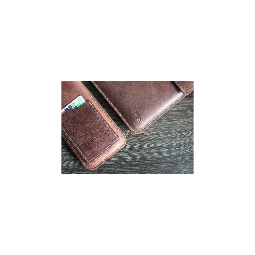 Skórzane etui LURESKO CLAYER XL2 GKL na tablet 249 x 181 x 9mm (brązowy vintage  biała nić)