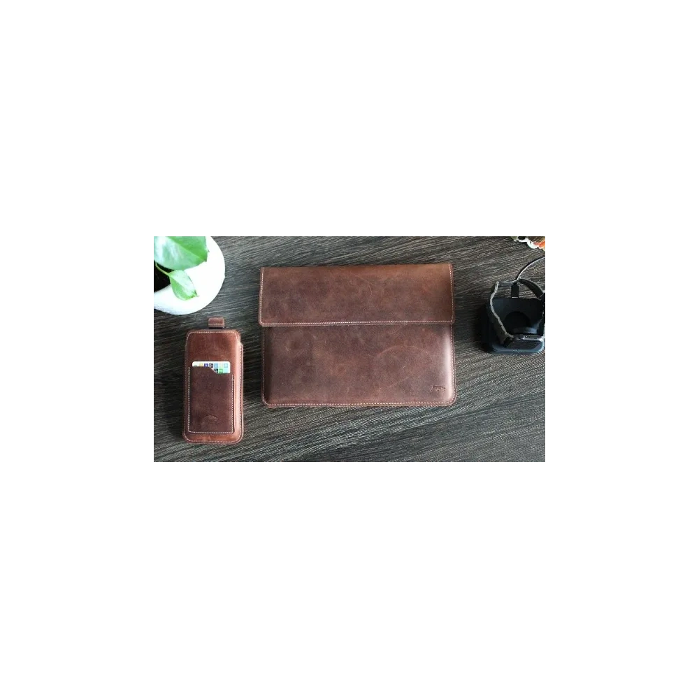 Skórzane etui LURESKO CLAYER XL2 GKL na tablet 249 x 181 x 9mm (brązowy vintage  biała nić)