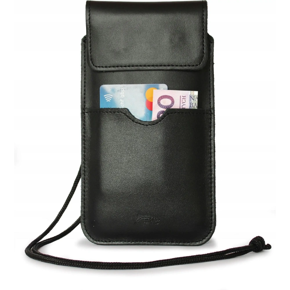 Skórzane etui LURESKO VISSA 4XL na szyję 170x80x9mm (czarny gładki czarna nić)