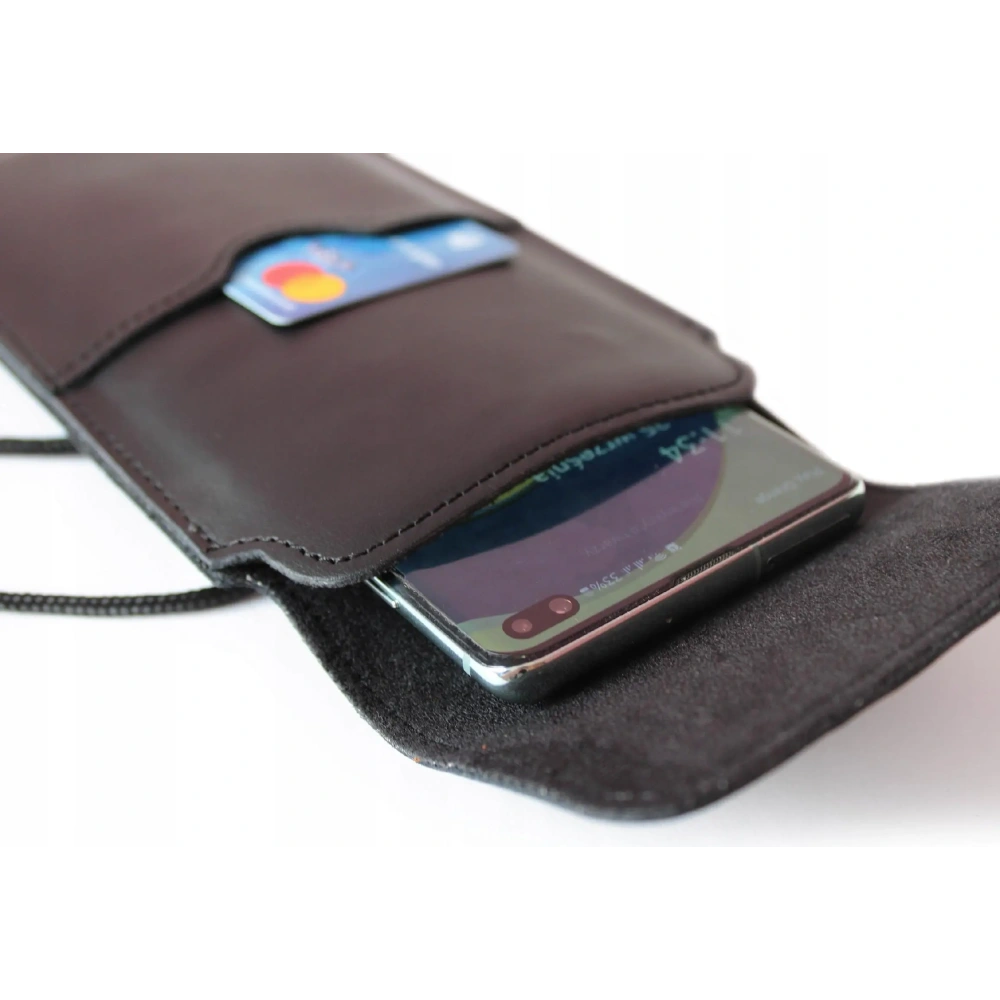 Skórzane etui LURESKO VISSA 4XL na szyję 170x80x9mm (czarny gładki czarna nić)