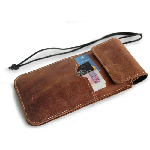 Buy LURESKO VISSA 4XL leather case for neck 170x80x9mm (vintage brown with white thread) - LUR61 - {ean13} - Home Screen Store Europe